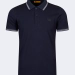 Men's polo collar t-shirt – Navy blue-0