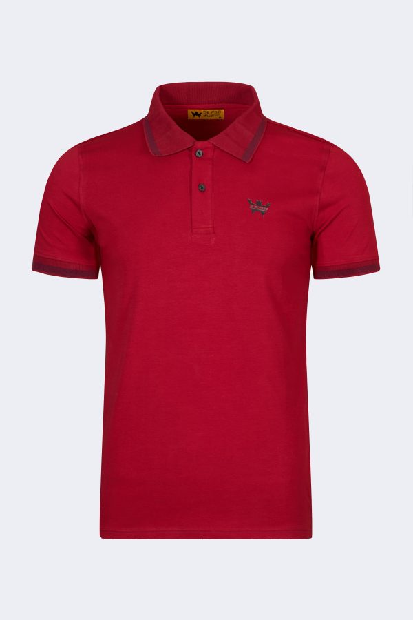 Men's polo collar t-shirt – Burgundy-0