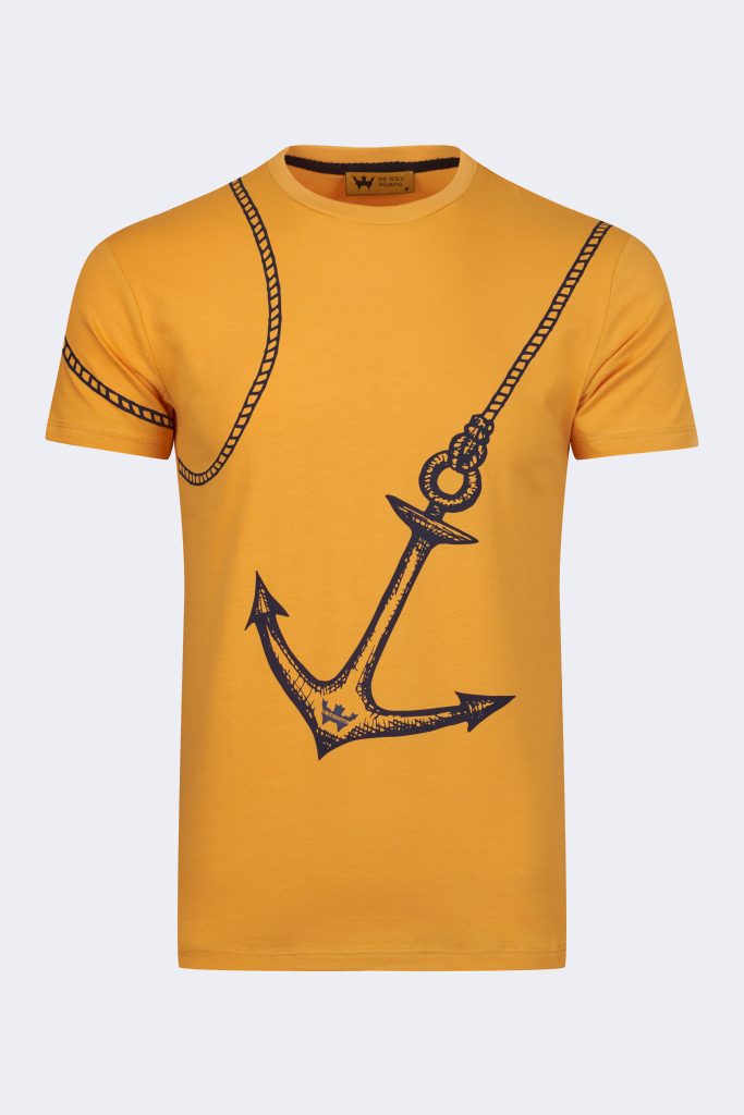 Ship anchor printed T-shirt – Yellow-0