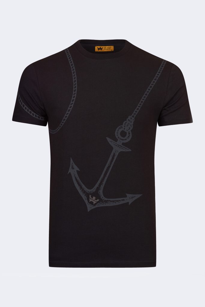 Ship anchor printed T-shirt – Black-0