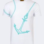 Ship anchor printed T-shirt – White-Mint-0