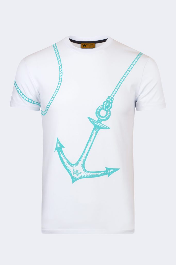 Ship anchor printed T-shirt – White-Mint-0