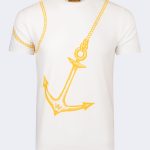 Ship anchor printed T-shirt – Ecru-0