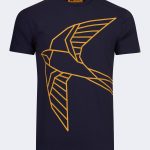 Swallow pattern printed t-shirt – Navy blue-0