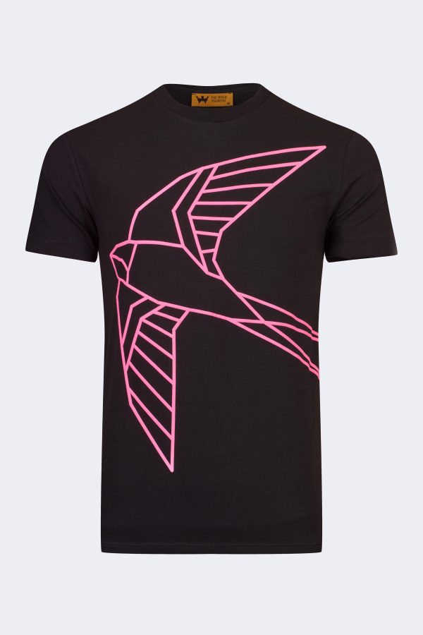 Swallow pattern printed t-shirt – Black-0