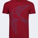 Swallow pattern printed t-shirt – Burgundy-0