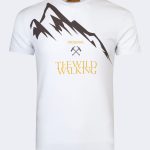 Mountain pattern printed t-shirt – White-Brown-0