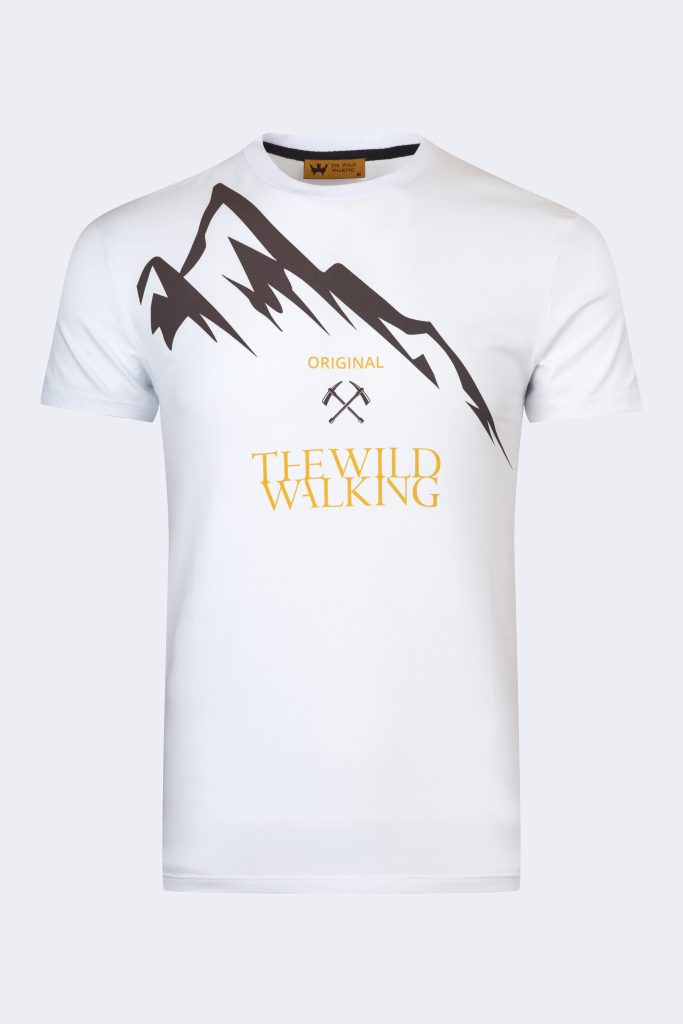 Mountain pattern printed t-shirt – White-Brown-0