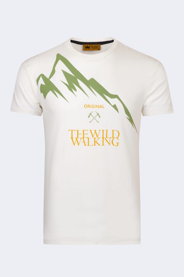 Mountain pattern printed t-shirt – Ecru-Green-0