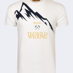 Mountain pattern printed t-shirt – Ecru-Navy blue-0