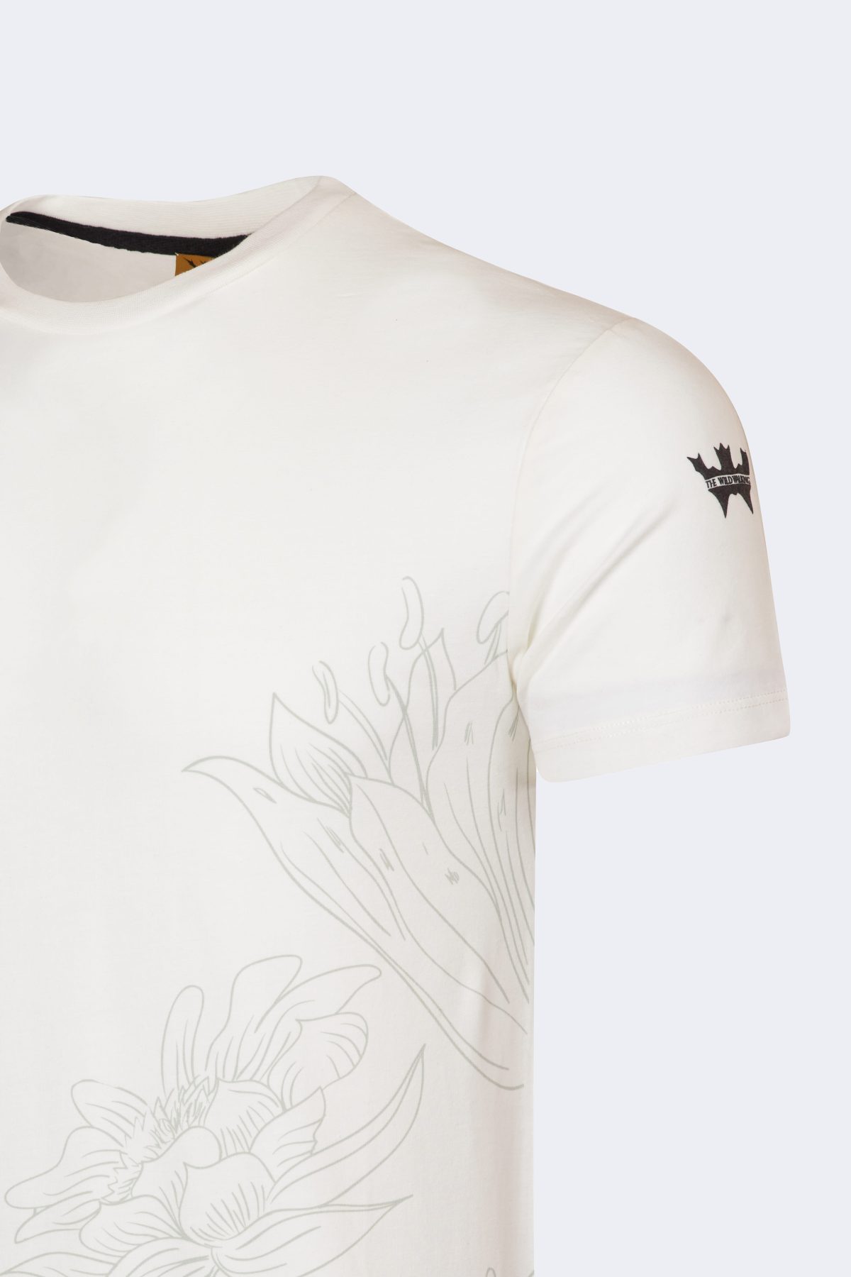 Lily pattern printed t-shirt – Ecru-Red-2873