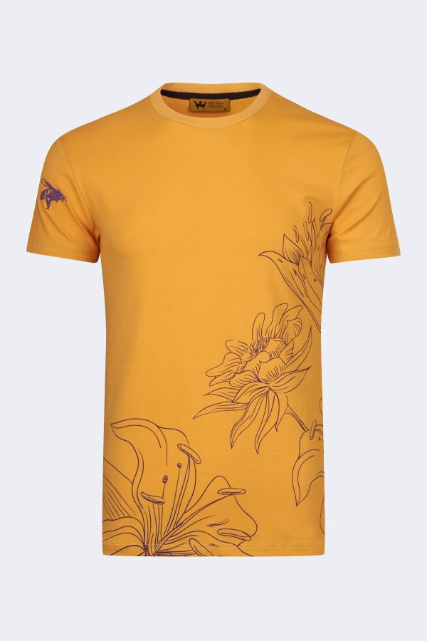 Lily pattern printed t-shirt – Yellow-0