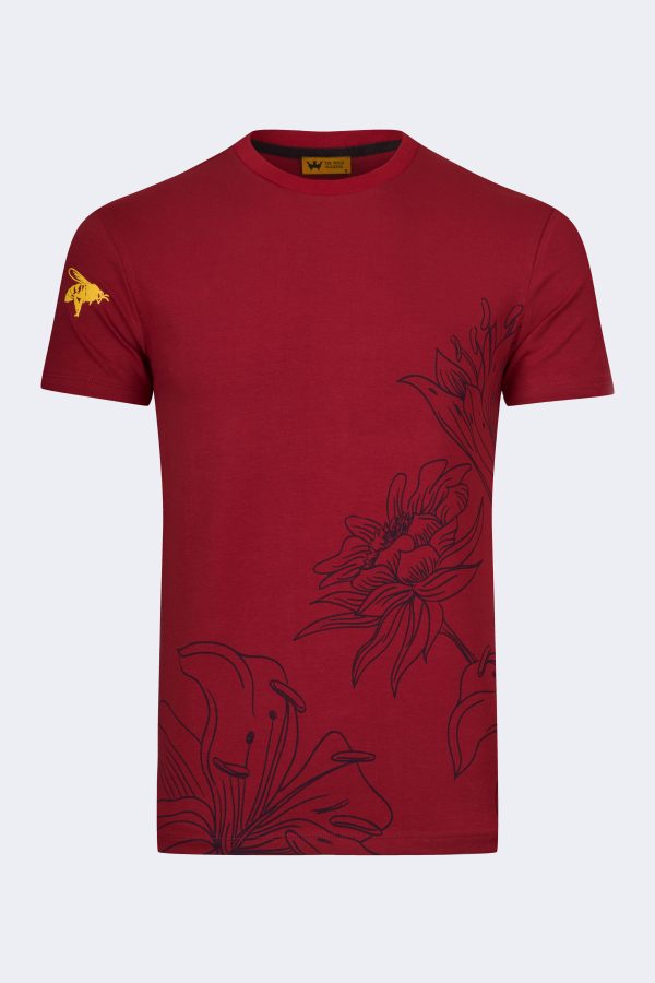 Lily pattern printed t-shirt – Burgundy-0