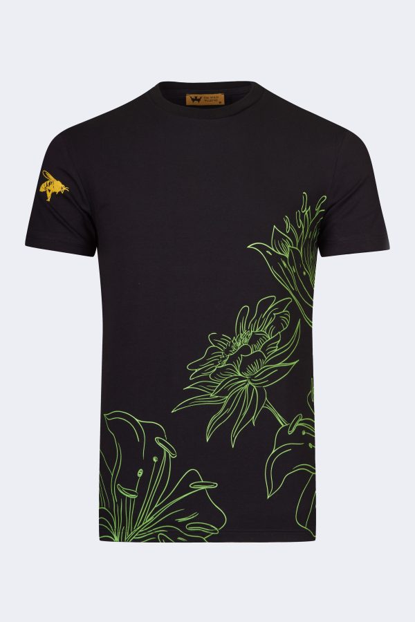 Lily pattern printed t-shirt – Black-0