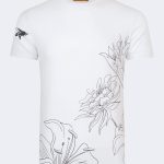 Lily pattern printed t-shirt – White-Black-0