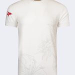 Lily pattern printed t-shirt – Ecru-Red-0