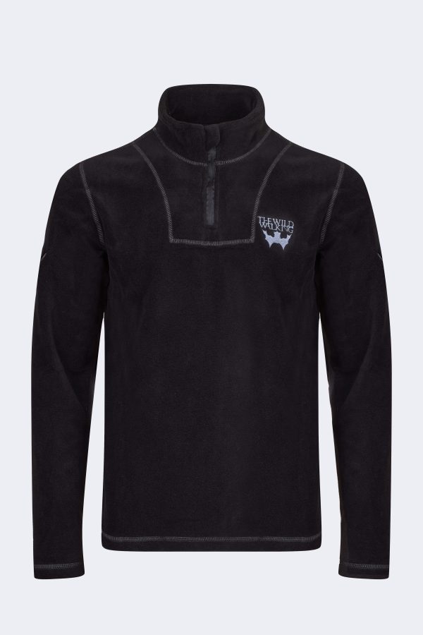 Embroidered logo men's fleece jacket – Black-0