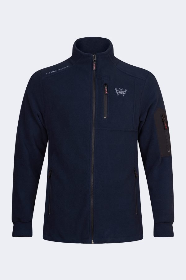 Stylish Fleece with Embroidered Logo and Sleeve Pocket – Navy blue-0