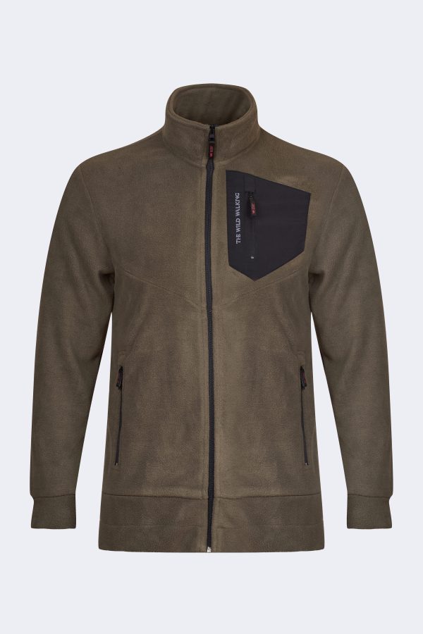 Stylish Fleece with Embroidered Logo – Khaki-0