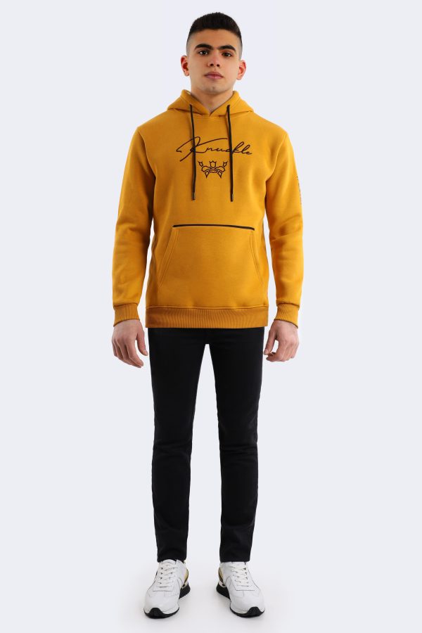 Simple minimalist men's hoodie – Yellow-0