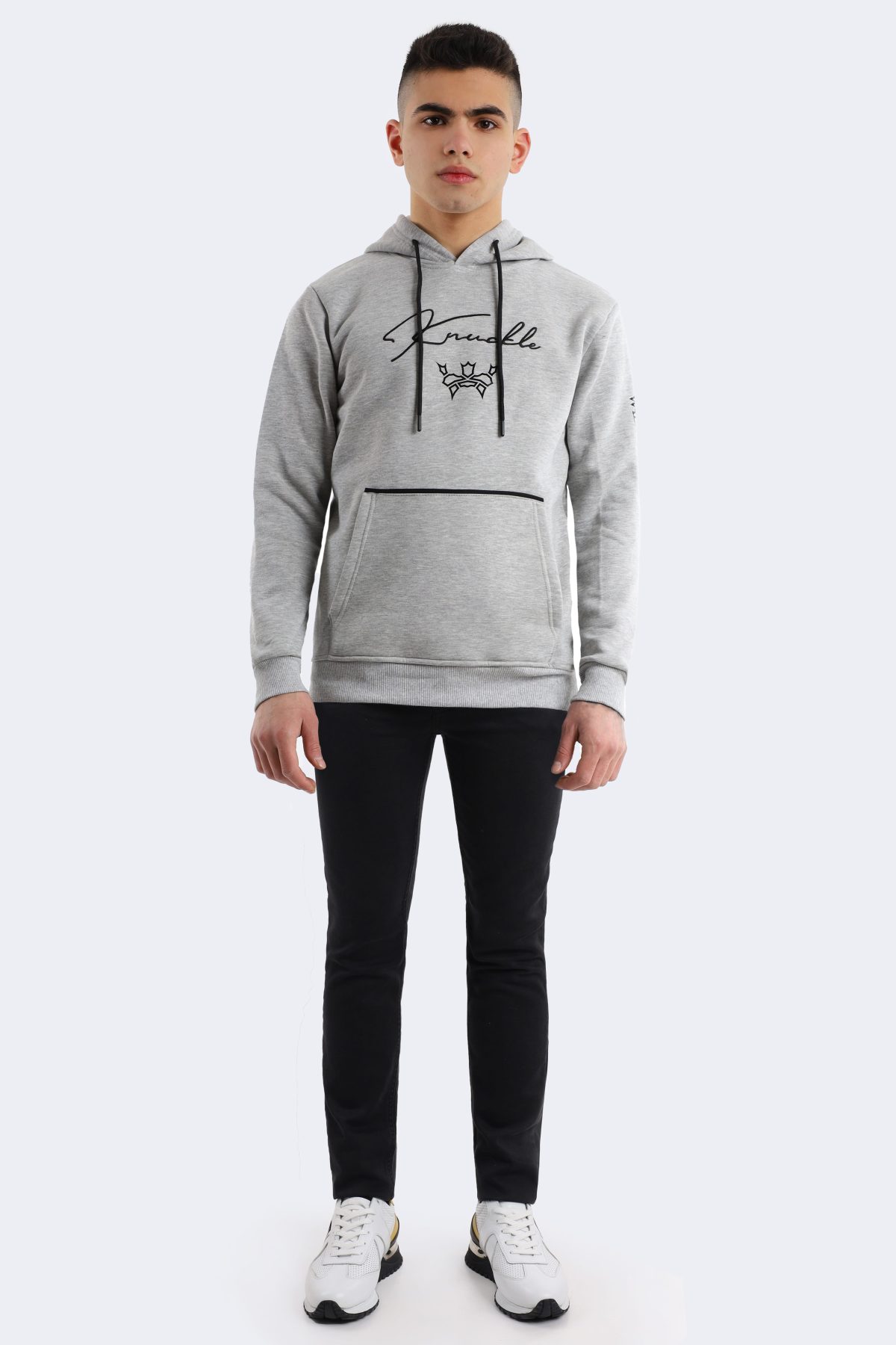 Simple minimalist men's hoodie – Grey-0