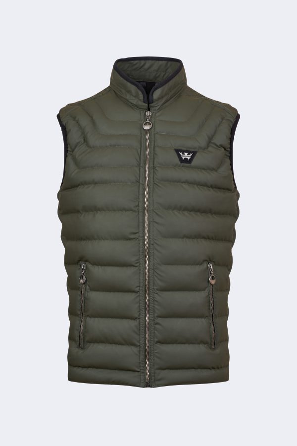 Quilted nylon sleeveless vest – Khaki-0