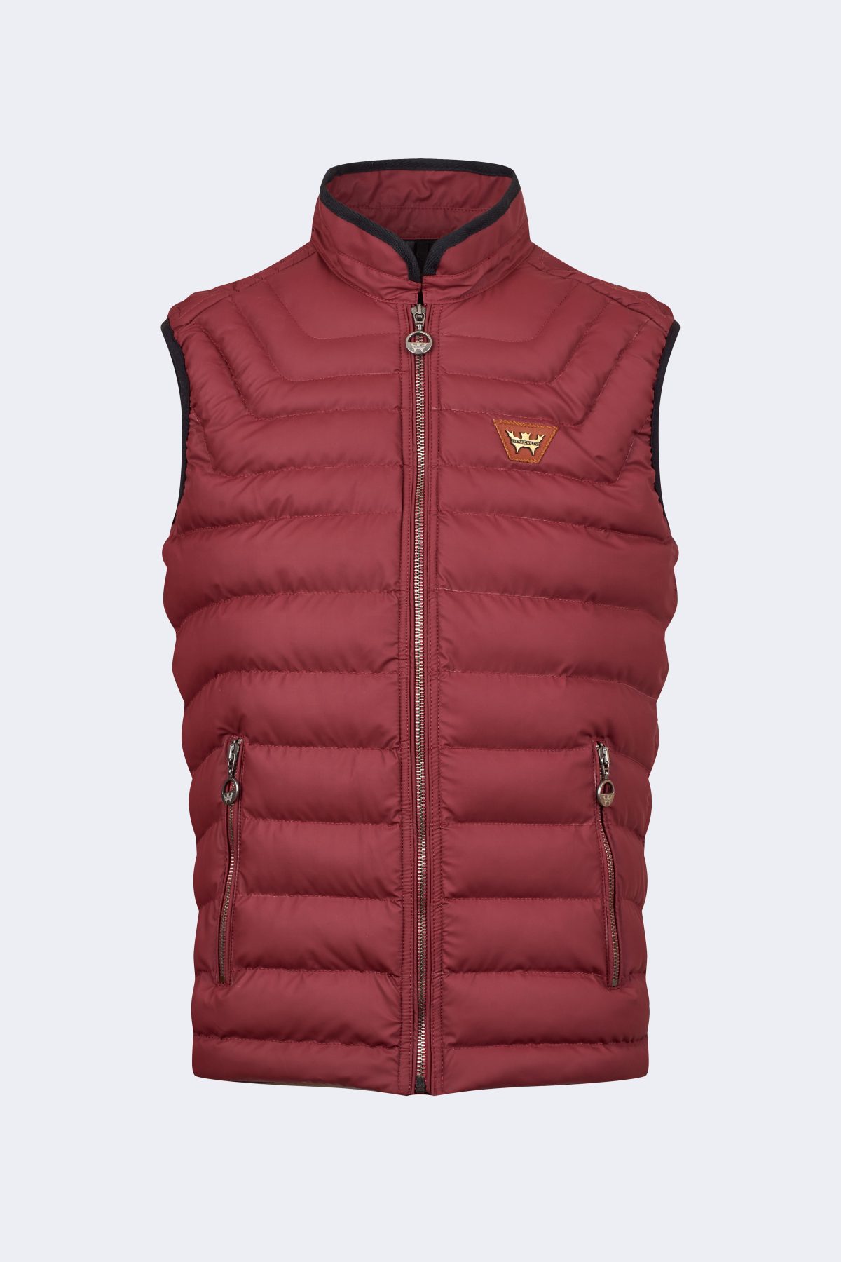Quilted nylon sleeveless vest – Burgundy-0