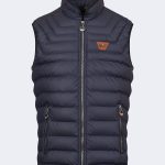 Quilted nylon sleeveless vest – Navy blue-0