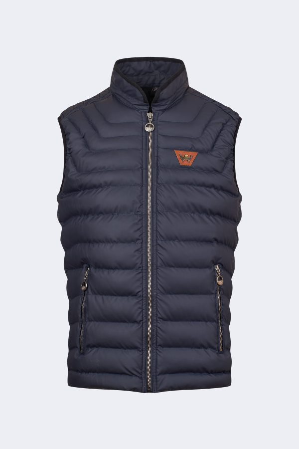 Quilted nylon sleeveless vest – Navy blue-0