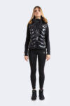 Shiny vest with fur hood