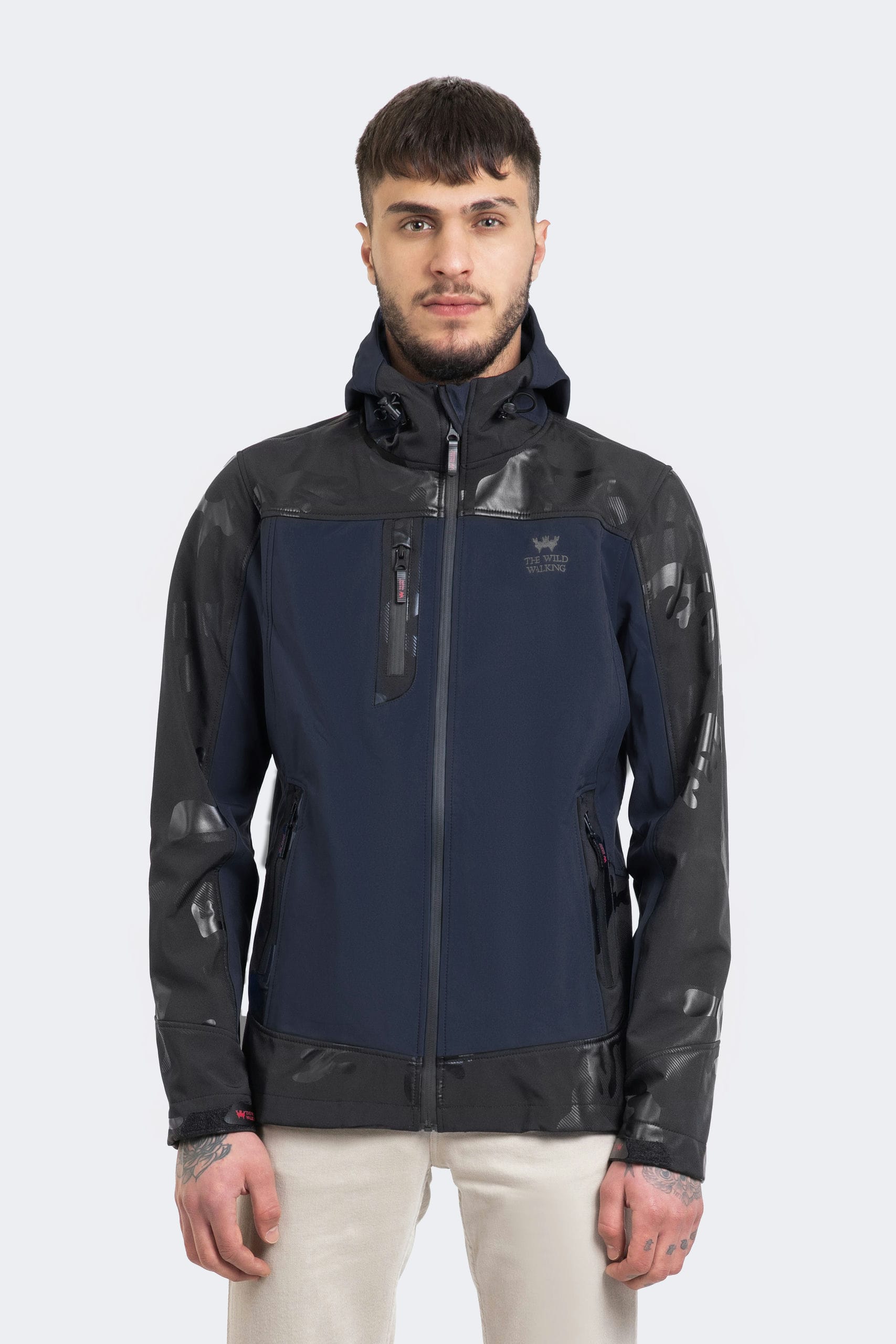 3100 (1) Men's Softshell Two-Tone Patterned Jacket - Image 1
