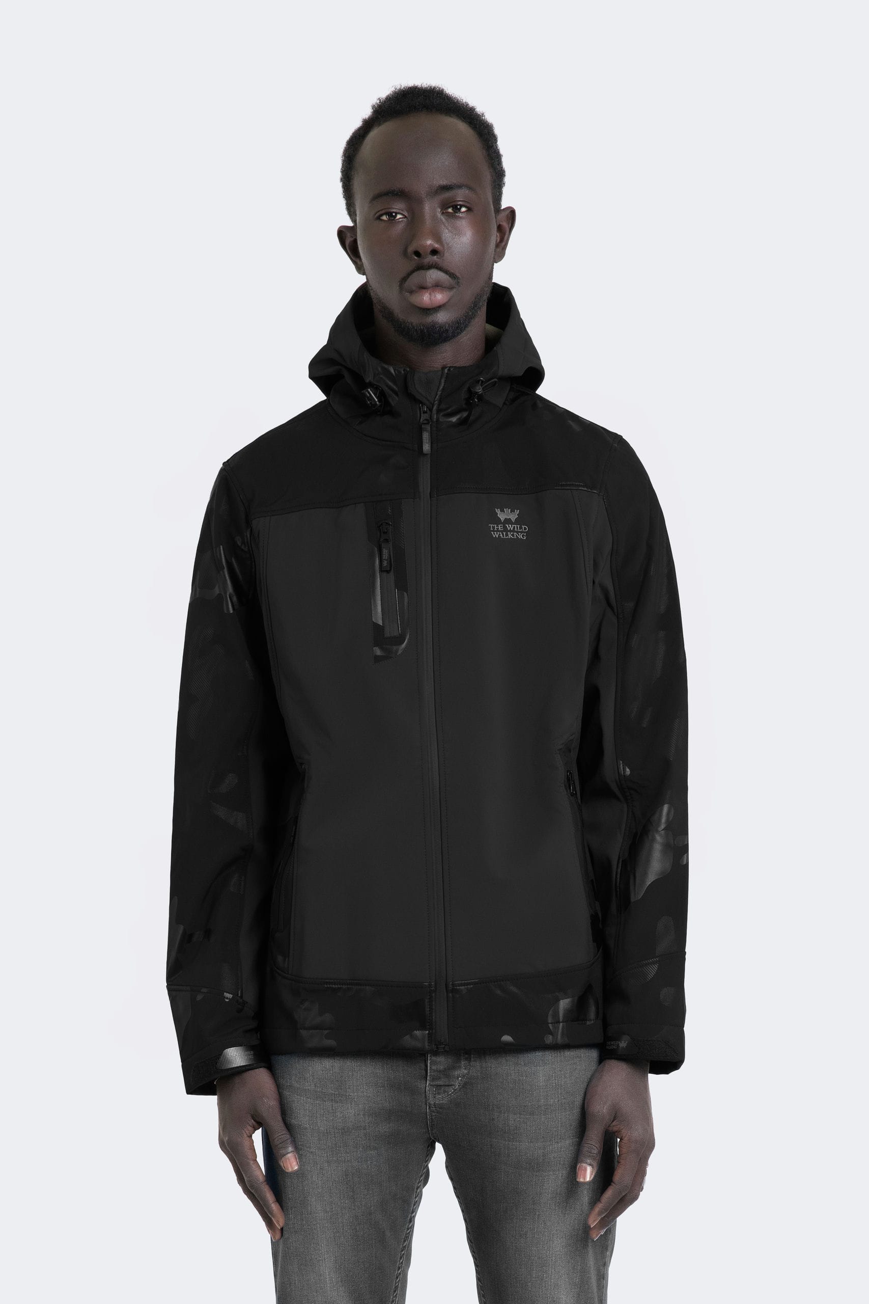 3100 (10) Men's Softshell Two-Tone Patterned Jacket - Image 1
