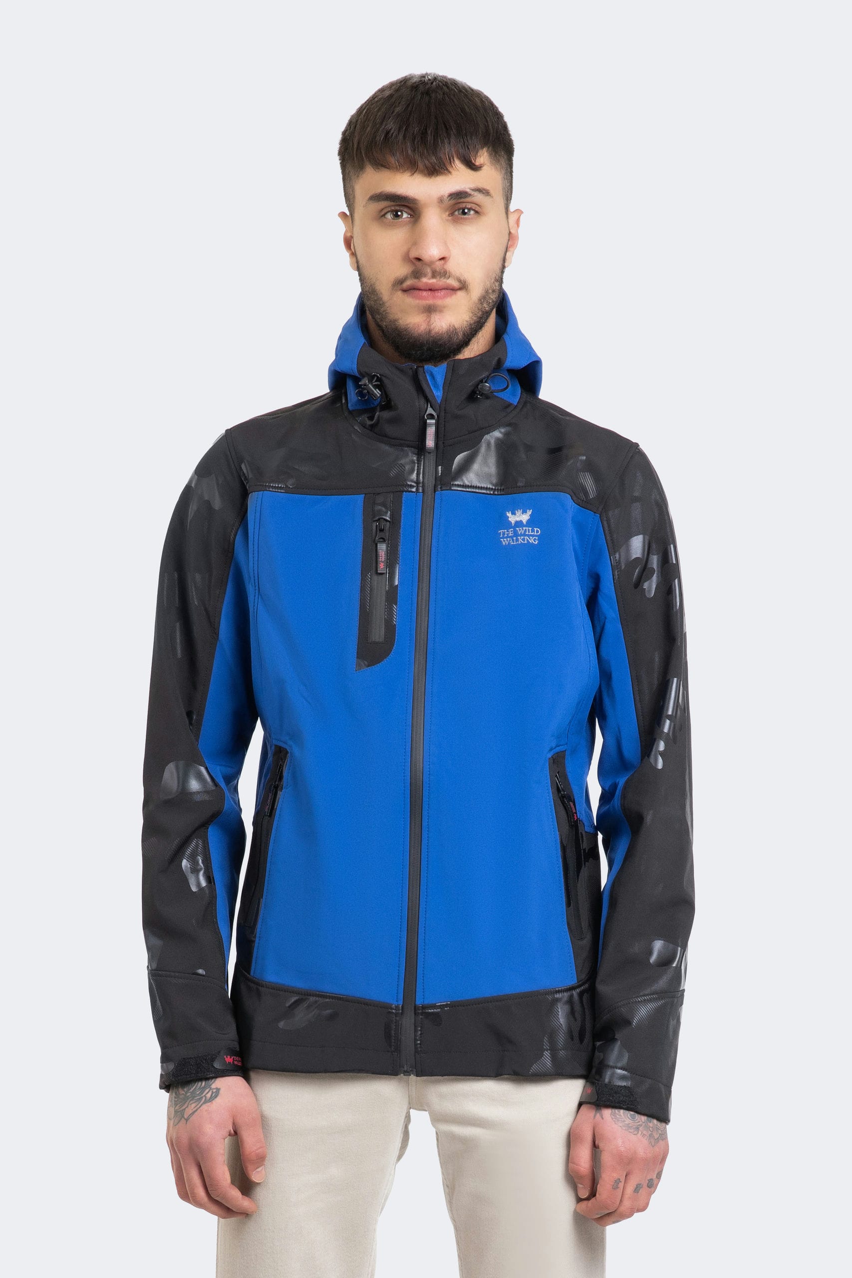 3100 (7) Men's Softshell Two-Tone Patterned Jacket - Image 1