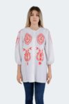 Women's Ethnic Patterned Shirt with Balloon Sleeves