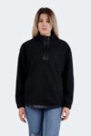 Synthetic Leather Detailed Bouclé Textured Sweatshirt