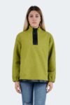 Synthetic Leather Detailed Bouclé Textured Sweatshirt